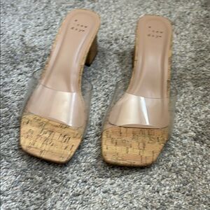 A New Day Women's Tan Cork Heel Sandals